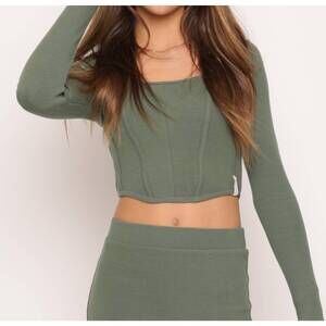 NEW KAVEAH long sleeve ribbed corset in moss